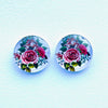 Glass Cab - Round - Wild Roses on White