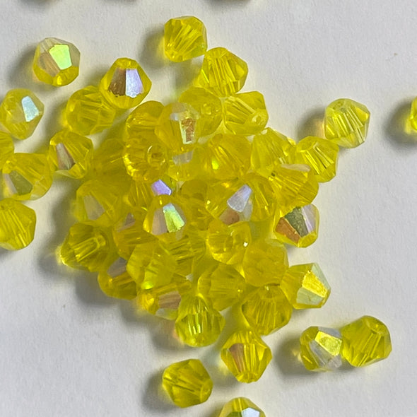 4 mm Crystal Bicone - Transparent Yellow AB