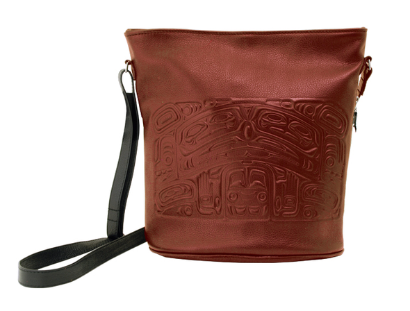 Pebble Leather Bucket Bag - Brick Red