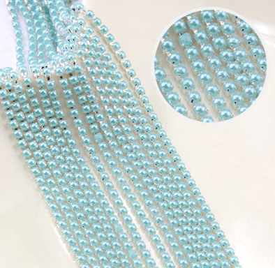 SS6 Metal Banding - Light Blue Pearl on Silver