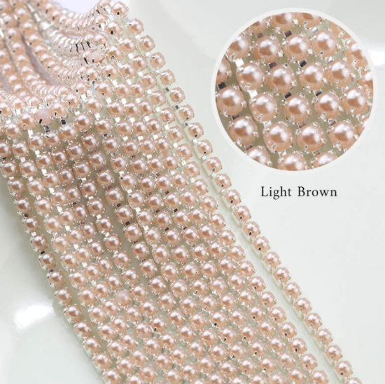 Metal Banding - Soft Brown Pearl on Silver (SS8)