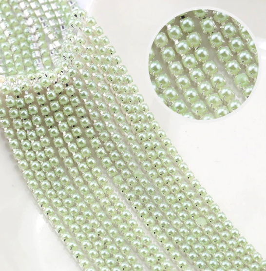 SS6 Metal Banding - Light Green Pearl on Silver