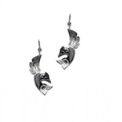 Silver Pewter Earrings - Lovebirds