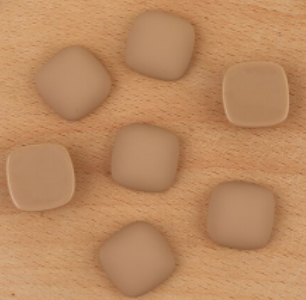 Acrylic Cab - 15 mm Matte Domed Squares - Soft Beige