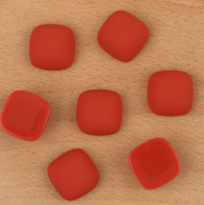 Acrylic Cab - 15 mm Matte Domed Squares - Brick Red