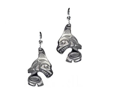 Silver Pewter Earrings - Orca