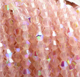 4 mm Crystal Bicone - Pink AB Transparent