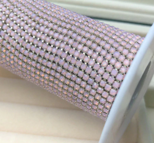 SS6 Metal Banding - Pink Opal on Silver
