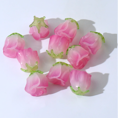 Acrylic Charm - 3D Flowers - Pink Roses