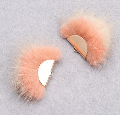 Fur Charm - 6.5 cm Semi-Circle - Pink/Beige