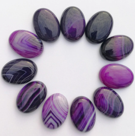 Stone Cab - Purple Striped Agate Ovals