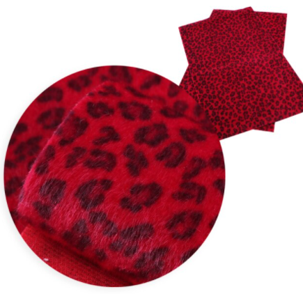 Leatherette/Vinyl Sheets - Fuzzy Red Leopard