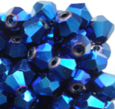 4 mm Crystal Bicone - Blue Metallic