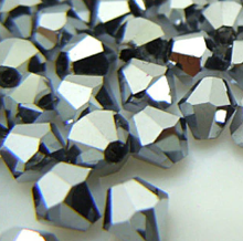 4 mm Crystal Bicone - Silver Metallic