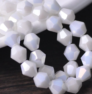 4 mm Crystal Bicone - White AB Opaque
