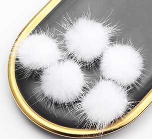 Fur Charm - 2 cm Round Pom-Pom - White